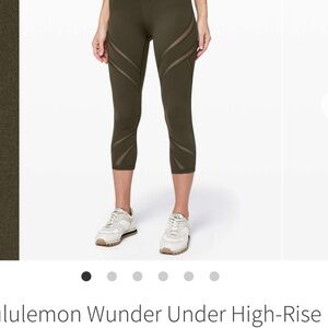 Lululemon Wunder Under High Rise Crop 21” Mesh. Full on luxtreme. Dark Olive